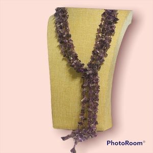 Purple Amethyst Chips Multi Strand Boho Chic Necklace Jewelry